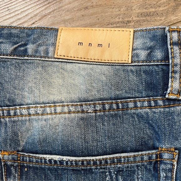 MNML Distressed Blue Jeans for Men Size 34 100% Cotton - Picture 6 of 7